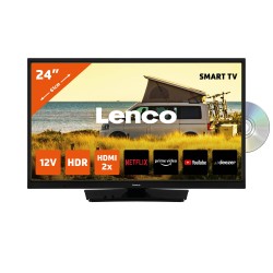 24"" Smart TV met ingebouwde DVD speler en 12V auto adapter Lenco DVL-2483BK Zwart